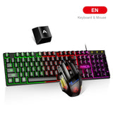 Gamer Keyboard And Mouse PC Gaming Keyboard RGB Backlit Keyboard Rubber Keycaps Wired Russian Keyboard Mouse Gamer Gaming Mouse