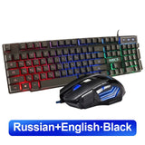 Gaming keyboard Wired Gaming Mouse Kit 104 Keycaps With RGB Backlight Russian keyboard Gamer Ergonomic Mause For PC Laptop