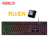 Gaming keyboard Wired Gaming Mouse Kit 104 Keycaps With RGB Backlight Russian keyboard Gamer Ergonomic Mause For PC Laptop