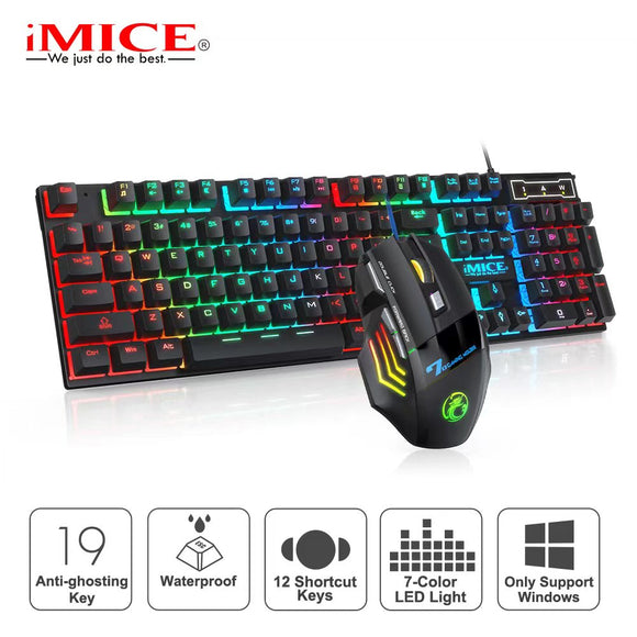 Gaming keyboard Wired Gaming Mouse Kit 104 Keycaps With RGB Backlight Russian keyboard Gamer Ergonomic Mause For PC Laptop