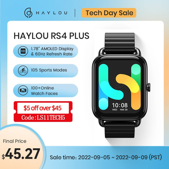 HAYLOU RS4 Plus Smartwatch 1.78'' AMOLED Display 105 Sports Modes 10-day Battery Life Smart Watch  for Men Smart Watch for Women