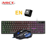 RGB Gaming keyboard Gamer keyboard and Mouse With Backlight USB 104 keycaps Wired Ergonomic Russian Keyboard For PC Laptop