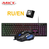 RGB Gaming keyboard Gamer keyboard and Mouse With Backlight USB 104 keycaps Wired Ergonomic Russian Keyboard For PC Laptop