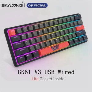 Skyloong Mini Portable 60% Mechanical Keyboard Wireless Bluetooth Gateron Mx RGB Backlight Gaming Keyboard GK61 SK61 For Desktop