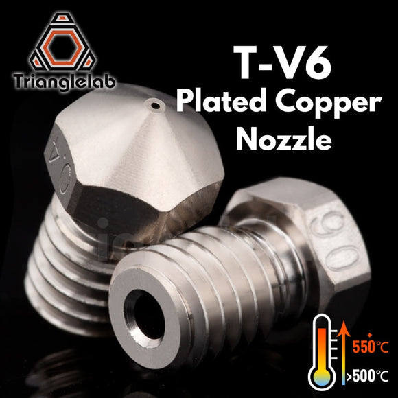 Trianglelab T-V6 Plated Copper Nozzle Durable Non-stick High Performance For 3D Printers  M6 Thread For  V6 Dragon Hotend
